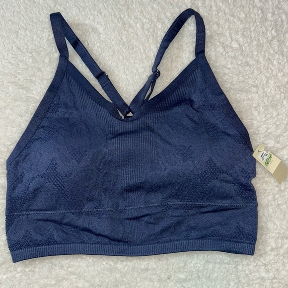 aerie Other - Aerie Seamless Jacquard Padded Longline Bralette Blue Size XL NWT